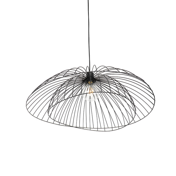 QAZQA Design hanglamp zwart met dubbele kap 66cm - Pua