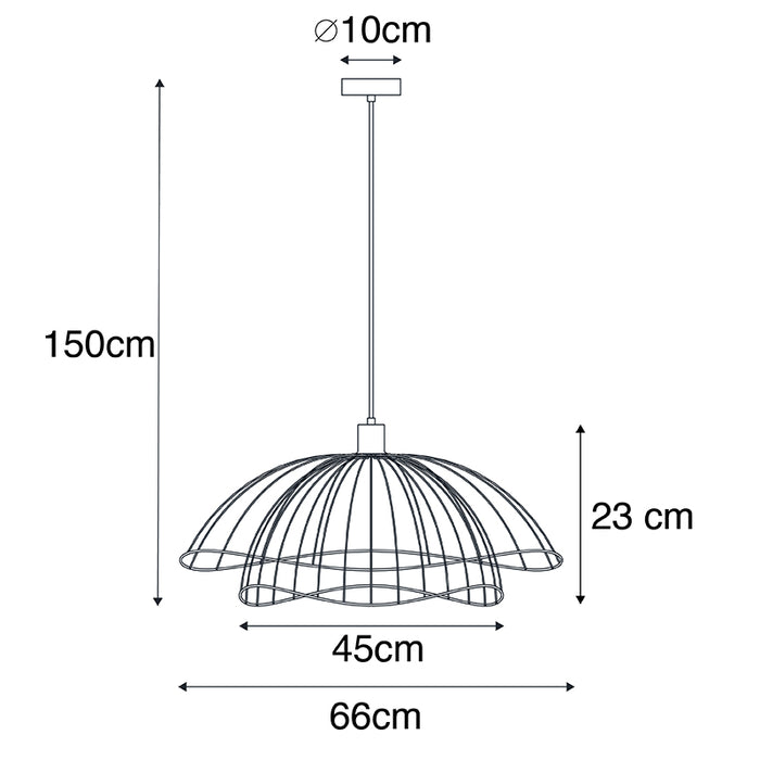 QAZQA Design hanglamp zwart met dubbele kap 66cm - Pua