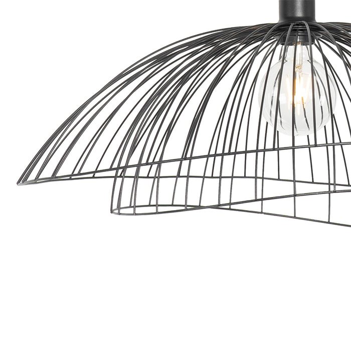 QAZQA Design hanglamp zwart met dubbele kap 66cm - Pua