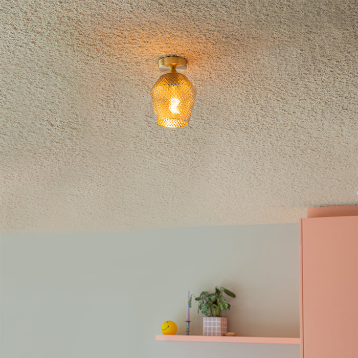 QAZQA Art Deco plafondlamp messing met smoke glas - Karce