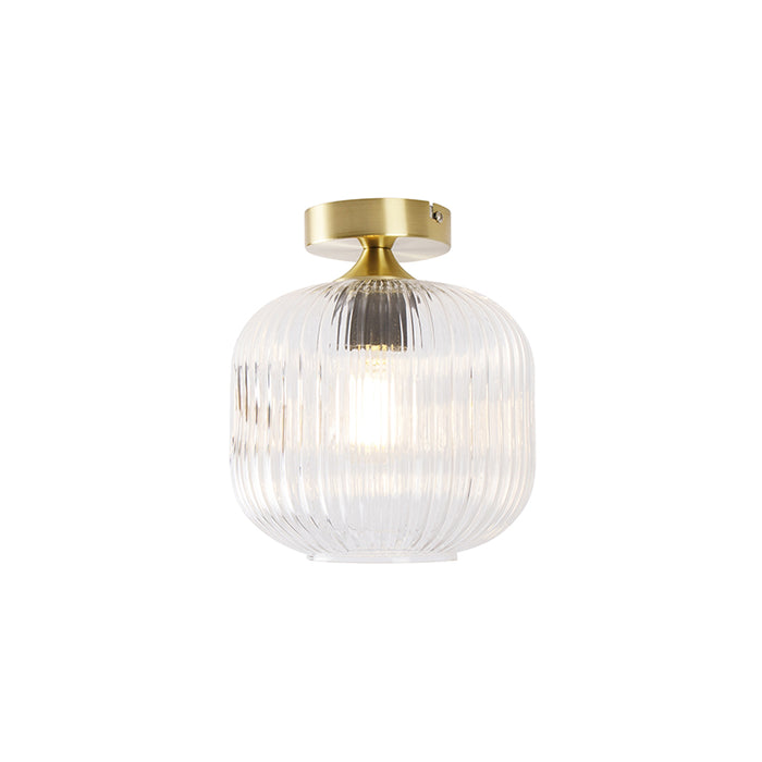 QAZQA Art Deco plafondlamp messing met helder glas - Karel