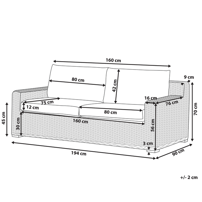 Beliani - ARDEA - Tuinbank - Natuurlijk - Rotan