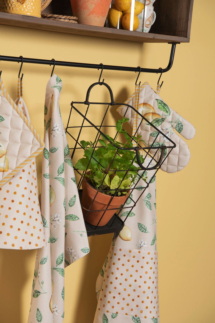 Clayre & Eef Ovenwant  18x30 cm Beige Geel Katoen Citroen