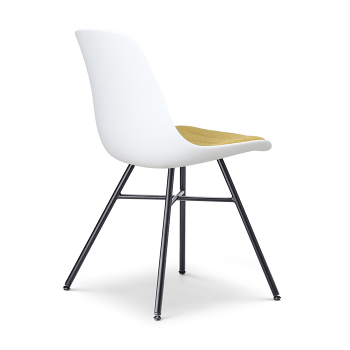 Nolon Noa-Liv Eetkamerstoel Wit - Okergeel Kussen - Zwart Onderstel
