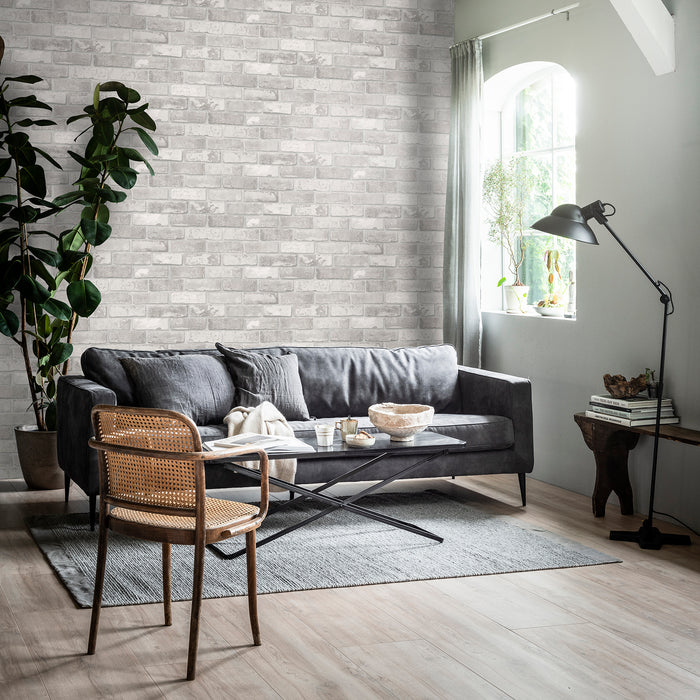 vtwonen vliesbehang Bricks Light Grey Lichtgrijs