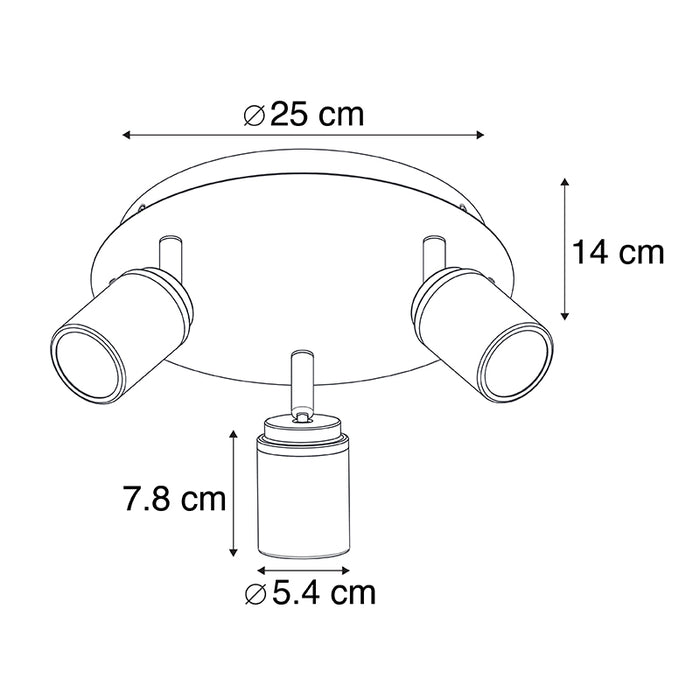 QAZQA Moderne badkamer spot zwart 3-lichts IP44 - Ducha