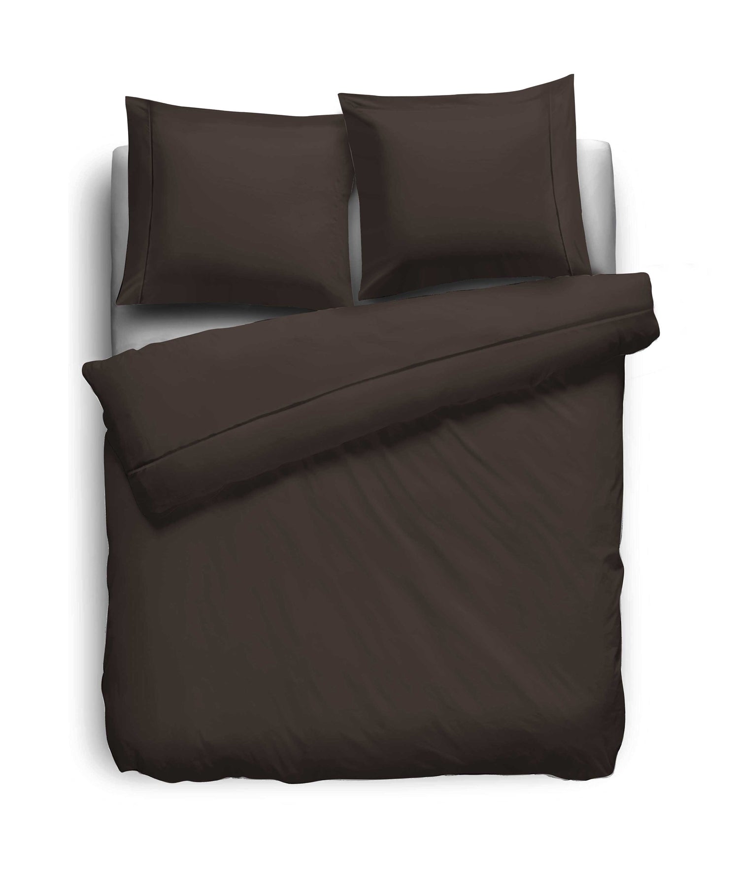 Elegance Dekbedovertrek Uni Percal Katoen Met Bies brown