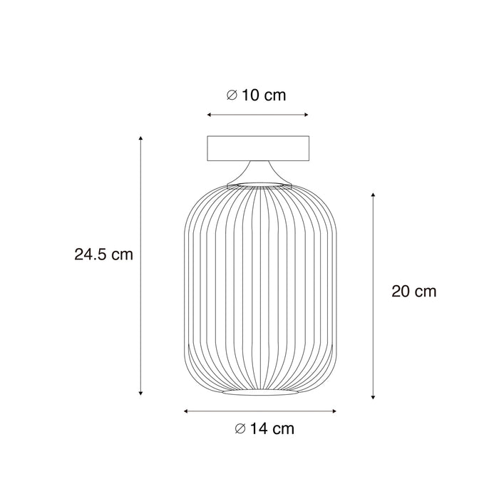 QAZQA Art deco plafondlamp zwart met smoke glas - Banci