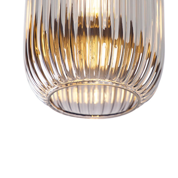 QAZQA Art deco plafondlamp zwart met smoke glas - Banci