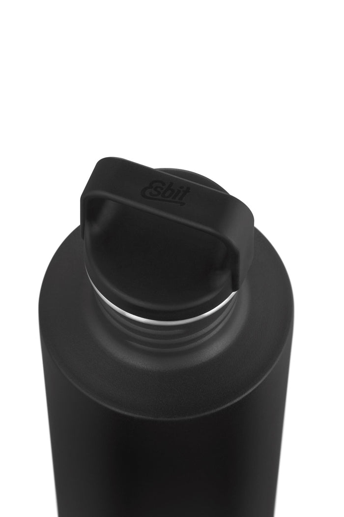 Esbit Sculptor Waterfles - 1 Liter - Zwart - RVS Drinkfles - Lusdop
