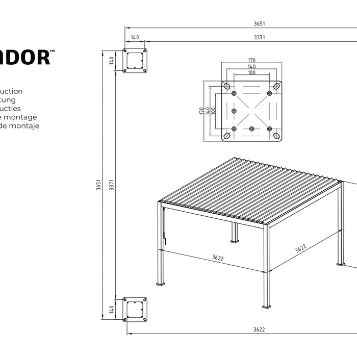 SORARA® Mirador Deluxe 360 x 360 cm Charcoal Zwart