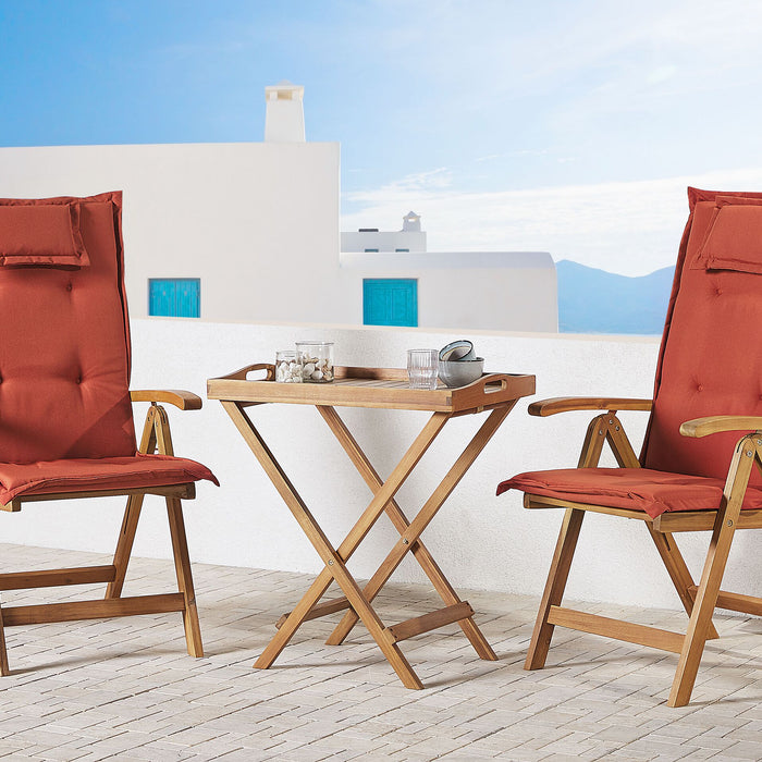 Beliani - JAVA - Bistroset voor 2 - Rood - Acaciahout