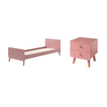 Vipack Billy Bed 90 x 200 cm en Nachttafel - Roze