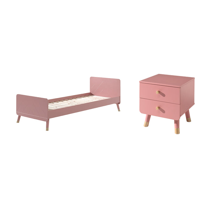 Vipack Billy Bed 90 x 200 cm en Nachttafel - Roze
