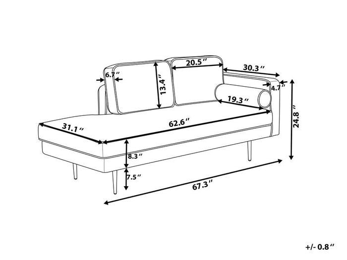 Beliani - MIRAMAS - Chaise longue - Zwart - Rechterzijde - Fluweel