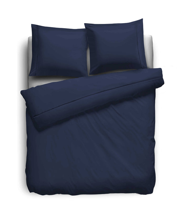 Elegance Dekbedovertrek Uni Percal Katoen Met Bies dark blue