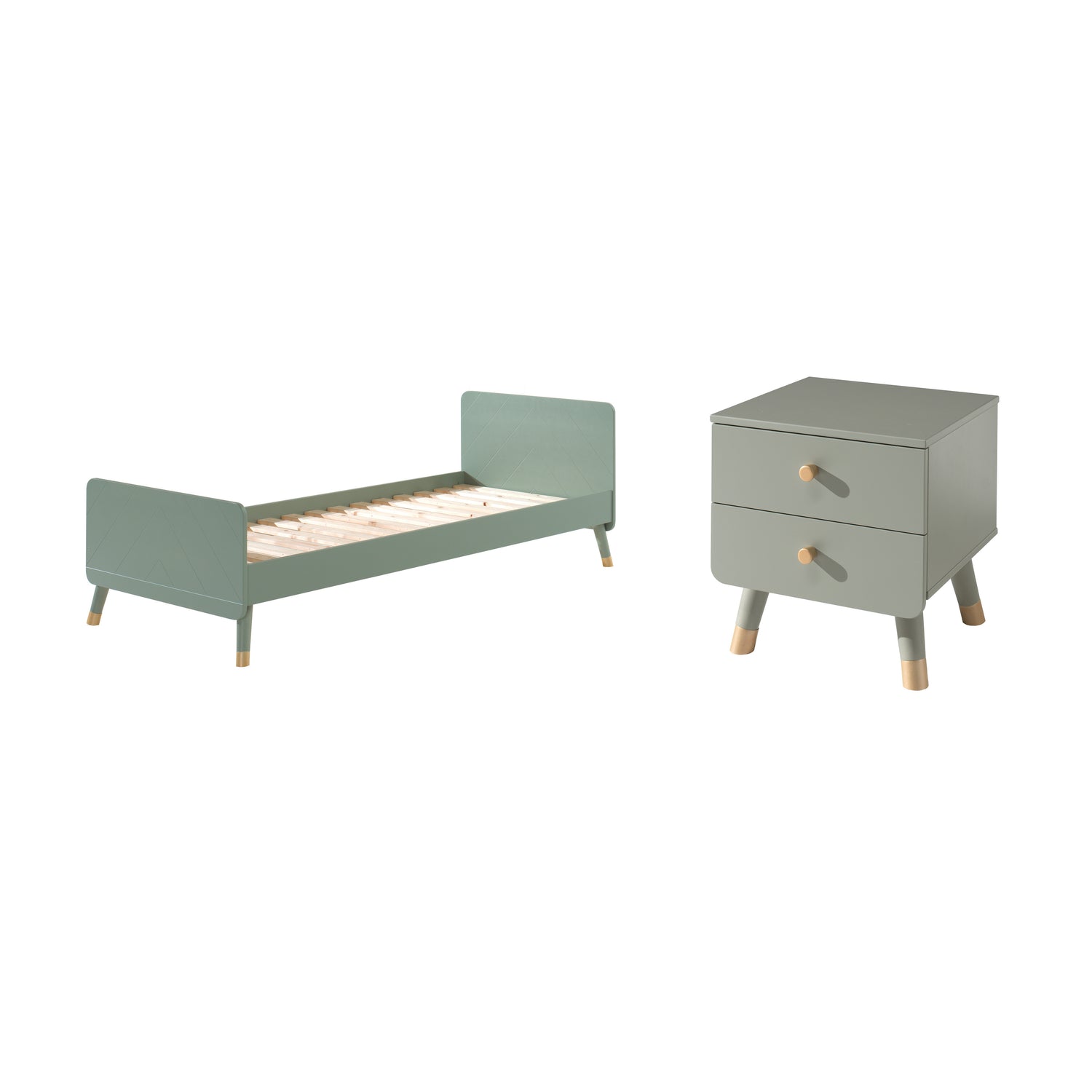 Vipack Billy Bed 90 x 200 cm en Nachttafel - Groen