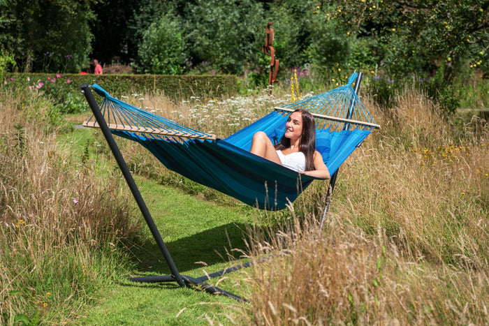 Tropilex® Hangmat met Standaard Eénpersoons Easy & Relax Blue Blauw