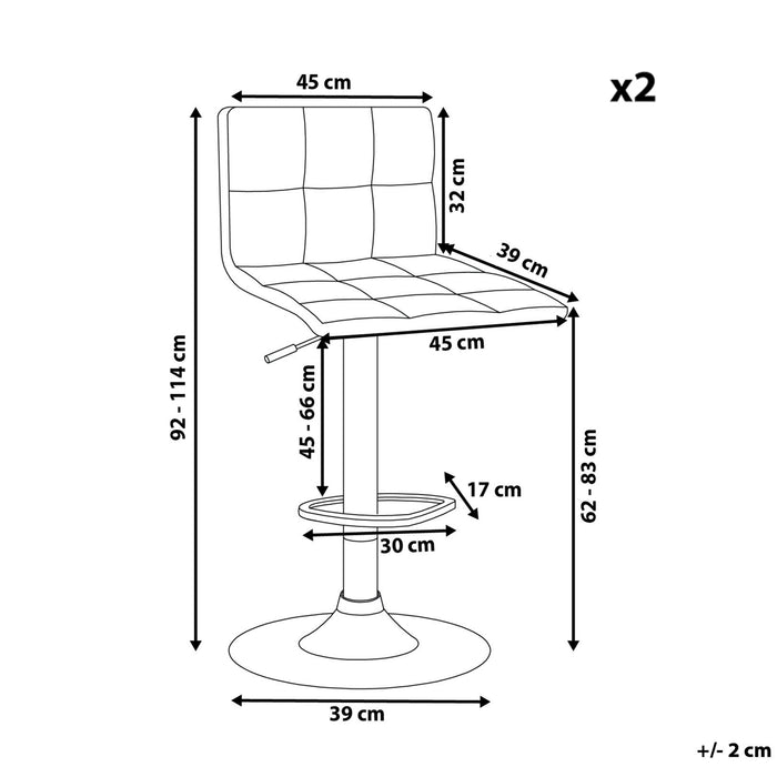 Beliani - MARION - Barkruk verstelbaar - Lichtgrijs - Polyester