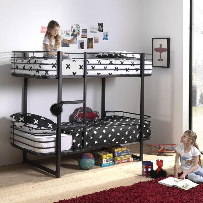 Vipack Oscar Stapelbed Zwart 90 x 200 cm