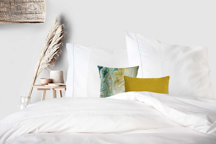 Elegance Dekbedovertrek Uni Percal Katoen Met Bies wit