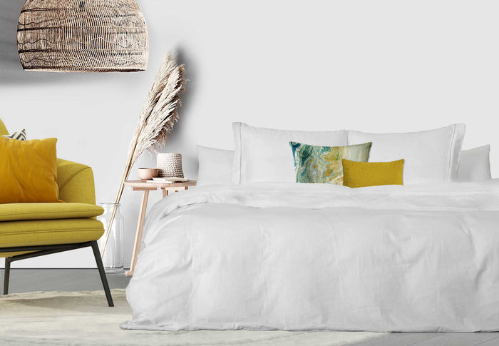Elegance Dekbedovertrek Uni Percal Katoen Met Bies wit