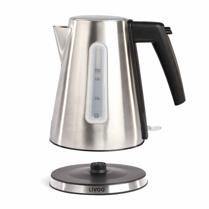 Livoo Waterkoker snoerloos 1,7 L roestvrij staal zilverkleurig