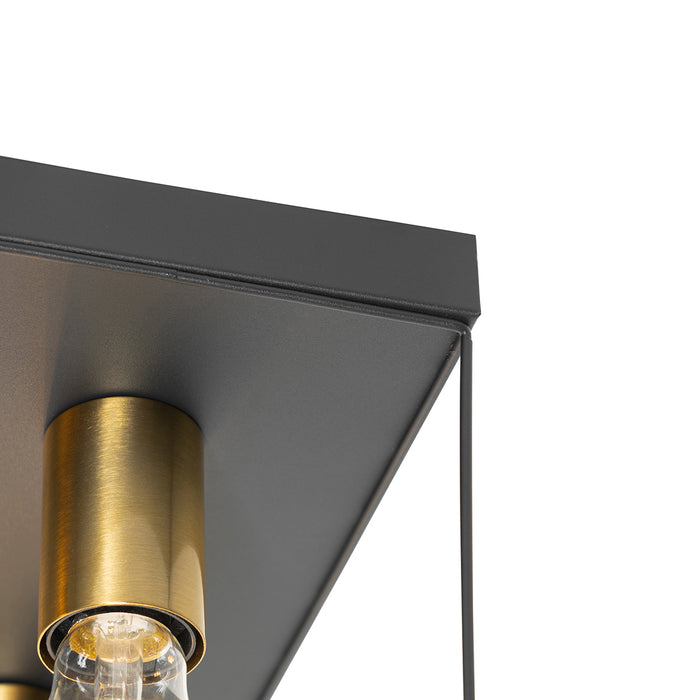 QAZQA Minimalistische plafondlamp zwart met goud 4-lichts vierkant -