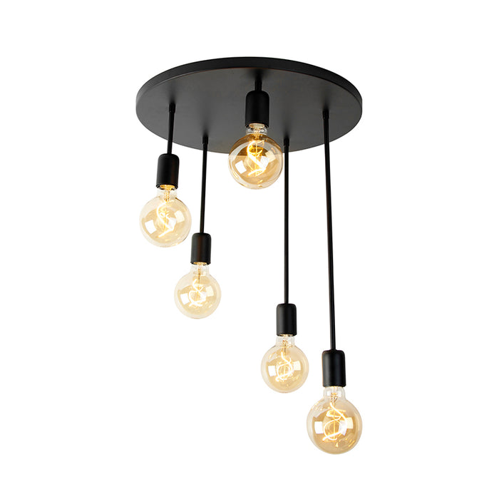 QAZQA Moderne plafondlamp zwart 5-lichts - Facil