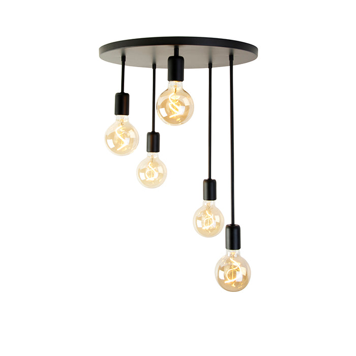 QAZQA Moderne plafondlamp zwart 5-lichts - Facil