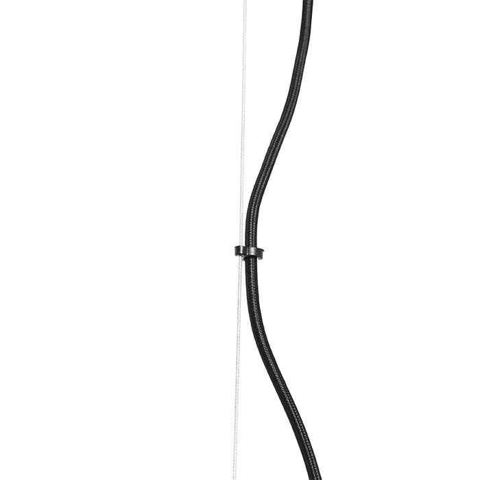 QAZQA Art deco hanglamp zwart met amber glas 8-lichts - David