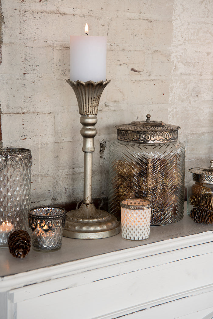 Clayre & Eef Voorraadpot  Ø 15x21 cm Glas Metaal Voorraadbus Bewaarpot