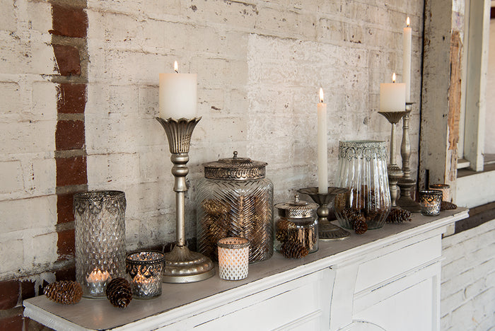 Clayre & Eef Voorraadpot  Ø 15x21 cm Glas Metaal Voorraadbus Bewaarpot