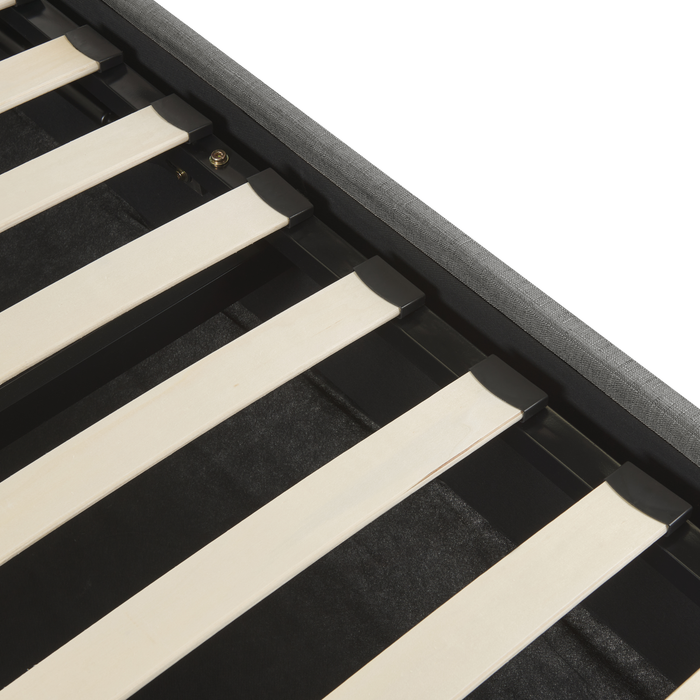 Beliani - DINAN - Tweepersoonsbed - Grijs - 180 x 200 cm - Polyester