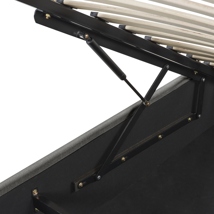 Beliani - DINAN - Tweepersoonsbed - Grijs - 180 x 200 cm - Polyester