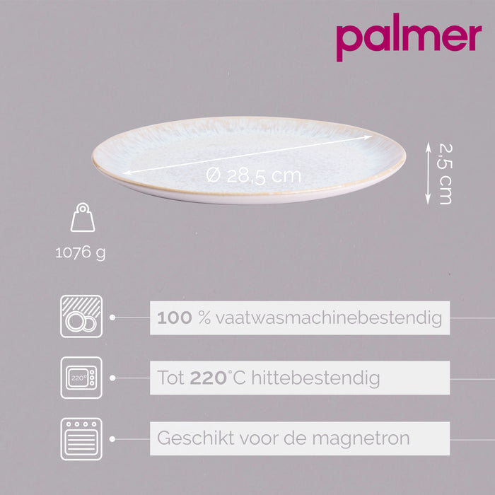 Palmer Bord Light Blue Sea 28.5 cm Blauw Wit Stoneware 2 stuks