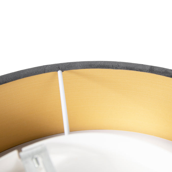 QAZQA Moderne plafondlamp grijs 40 cm met gouden binnenkant - Drum