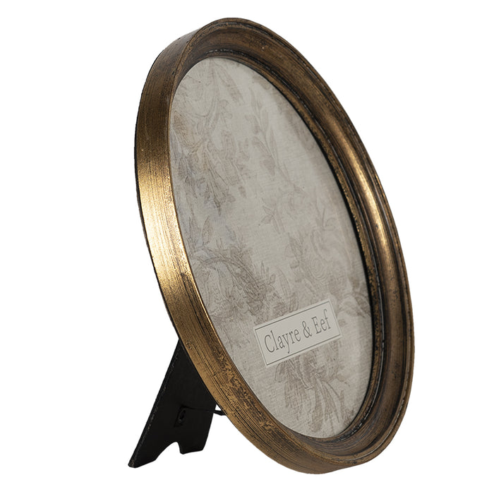 Clayre & Eef Fotolijst  22x22 cm Goudkleurig Kunststof Rond Fotokader