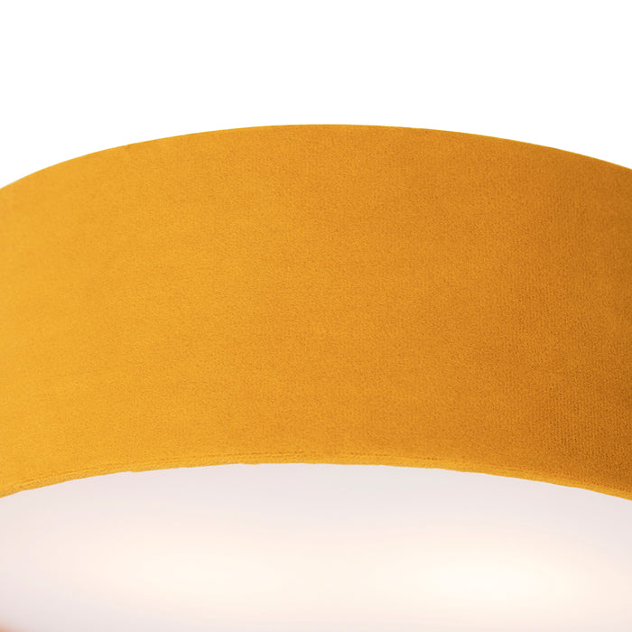 QAZQA Moderne plafondlamp oker 30 cm met gouden binnenkant - Drum