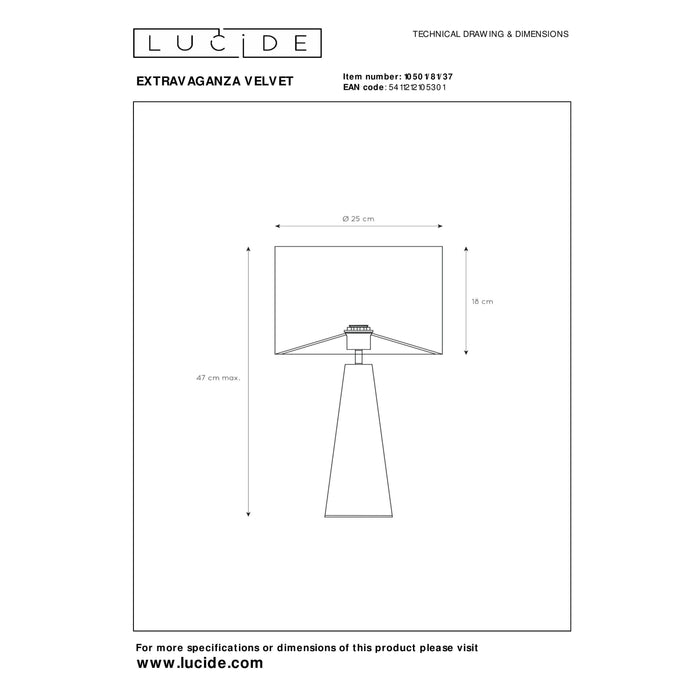 Lucide EXTRAVAGANZA VELVET Tafellamp - Turkoois