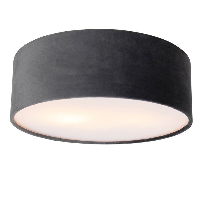 QAZQA Moderne plafondlamp grijs 30 cm met gouden binnenkant - Drum