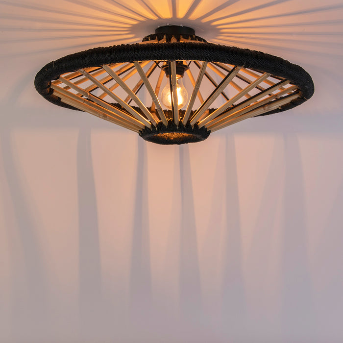 QAZQA Oosterse plafondlamp bamboe met zwart 60 cm - Evalin