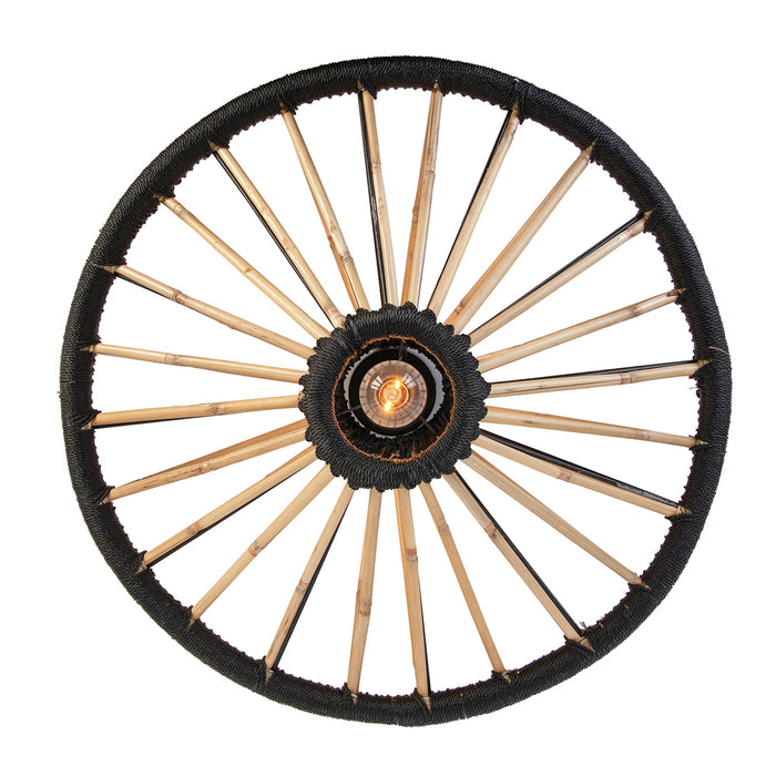 QAZQA Oosterse plafondlamp bamboe met zwart 60 cm - Evalin