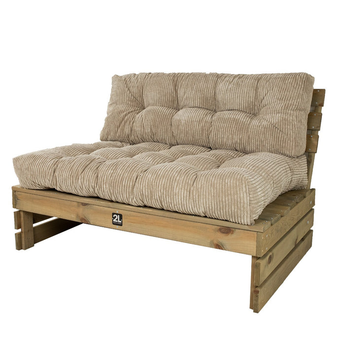 2L Home & Garden Palletkussenset Ribcord Deluxe Zandkleurig - 2 delige