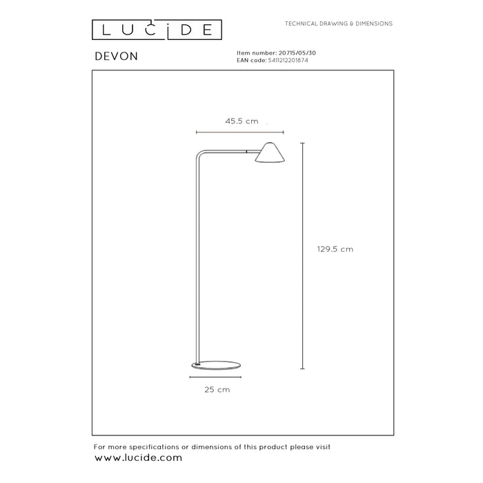 Lucide DEVON Leeslamp - Zwart