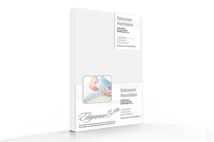 Elegance Hoeslaken Katoen Perkal 35 Hoekhoogte wit