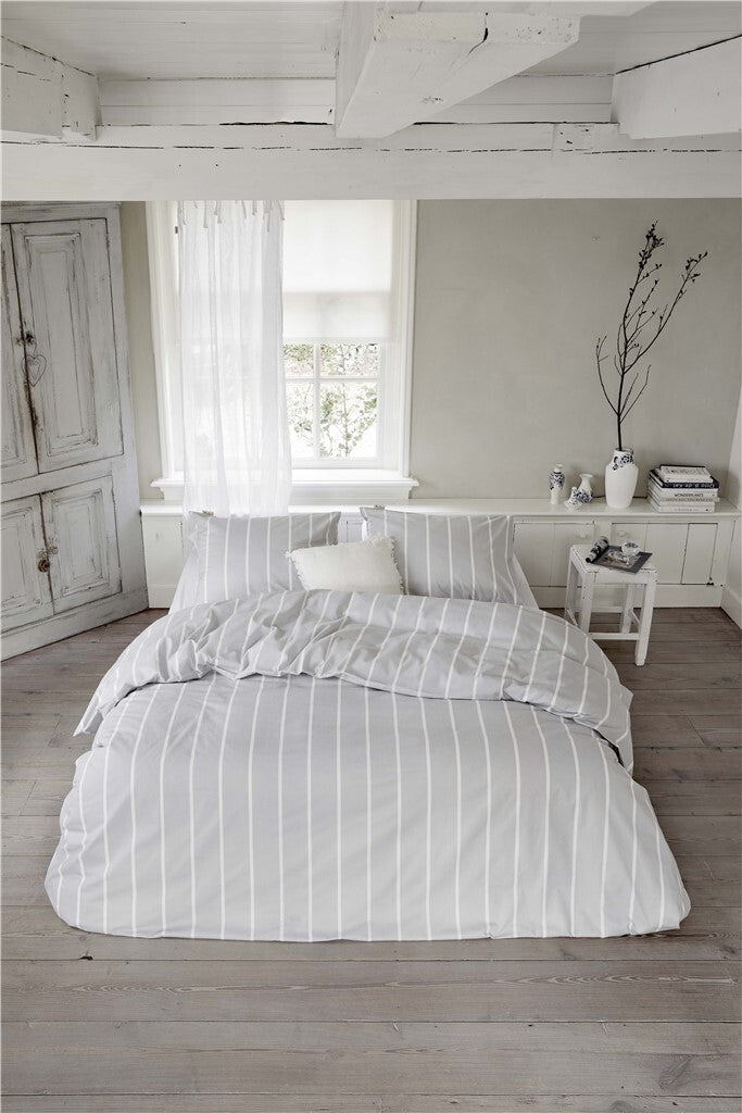 Walra - Dekbedovertrek Preppy Pinstripe - 140x220 - Grijs