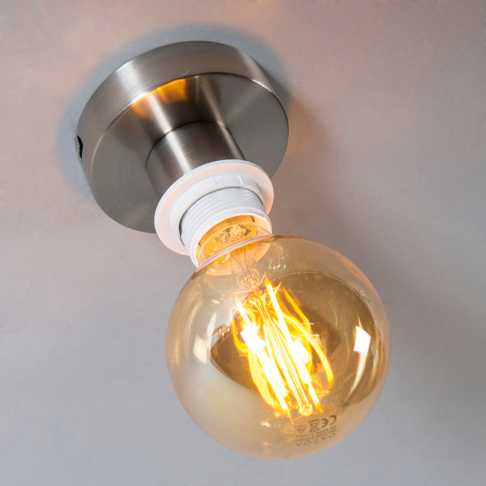 QAZQA Moderne plafondlamp staal zonder kap - Combi