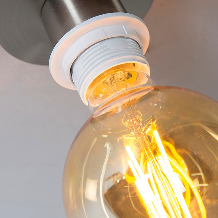 QAZQA Moderne plafondlamp staal zonder kap - Combi