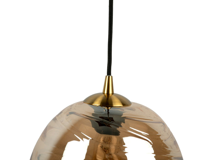 Leitmotiv - Pendant lamp Glamour Cone glass amber brown